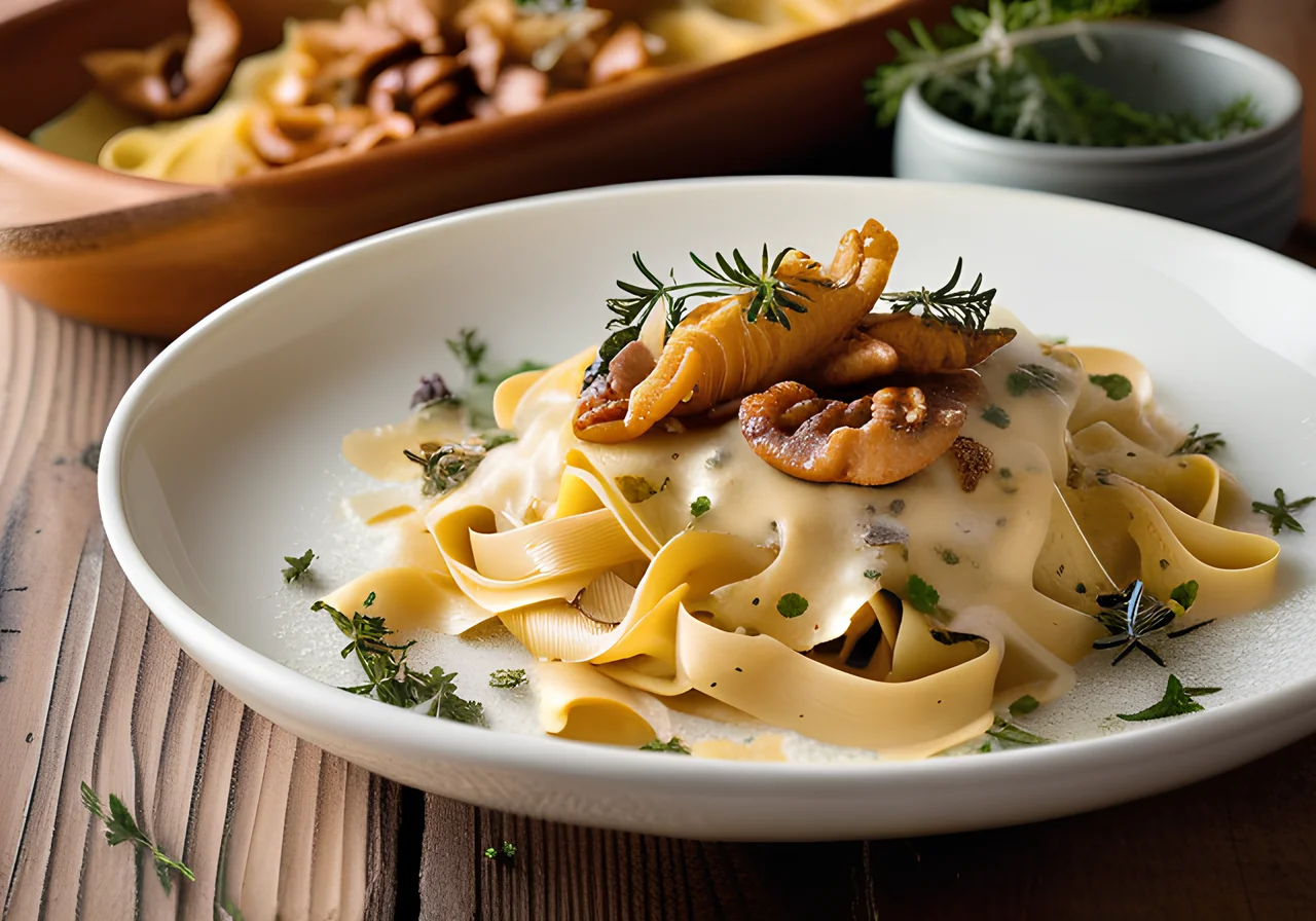 Tagliatelle with Cream Sauce and Chanterelles