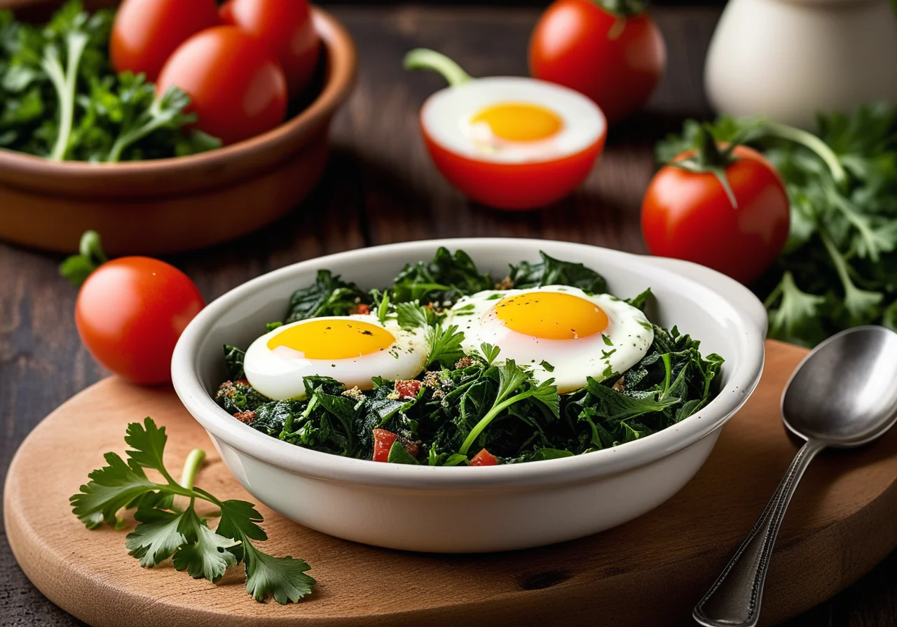 Baked Spinach with Eggs