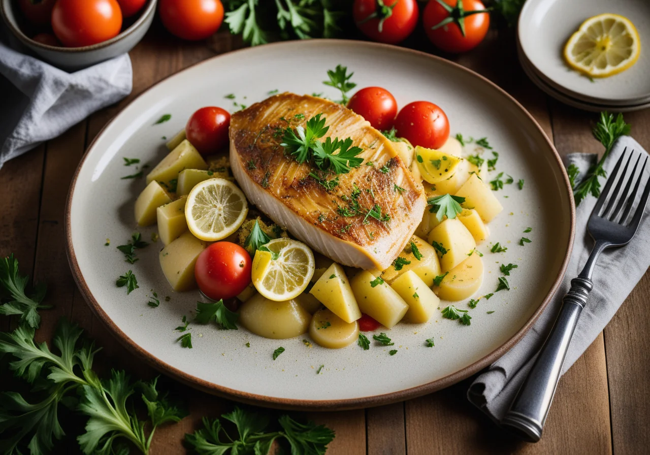 Artichoke Beds with Sea Bream and Tomatoes