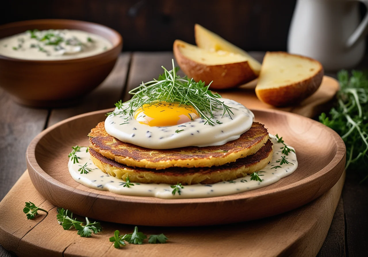 Rösti with Pickled Herring and Sour Cream Sauce
