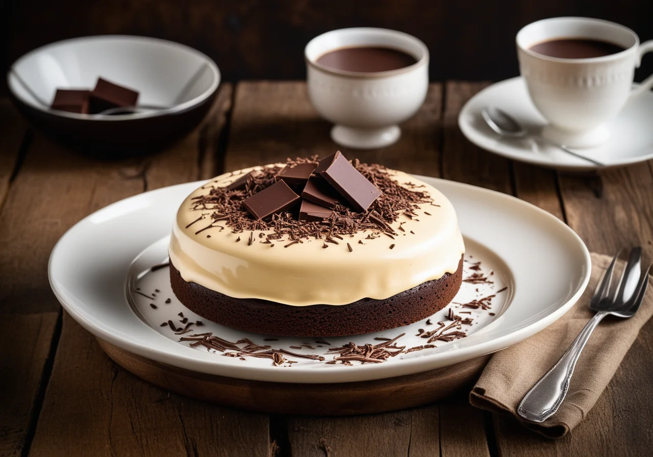 Moist Chocolate Cake with Pudding Cream