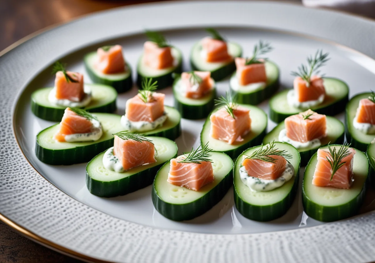 Cucumber Bites with Salmon and Dill Cream