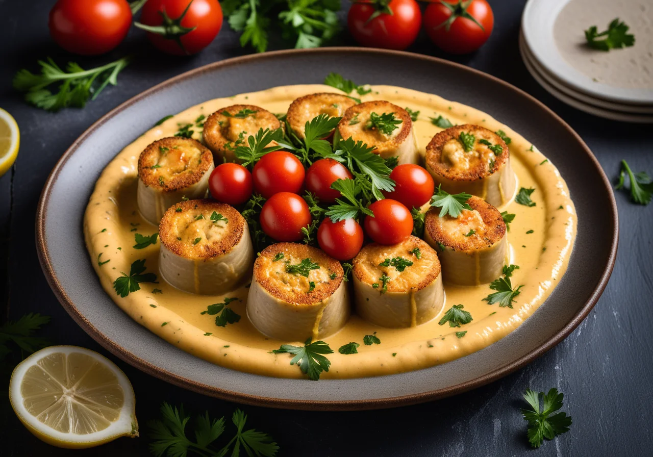 Fish Roulades with Curry and Vegetables