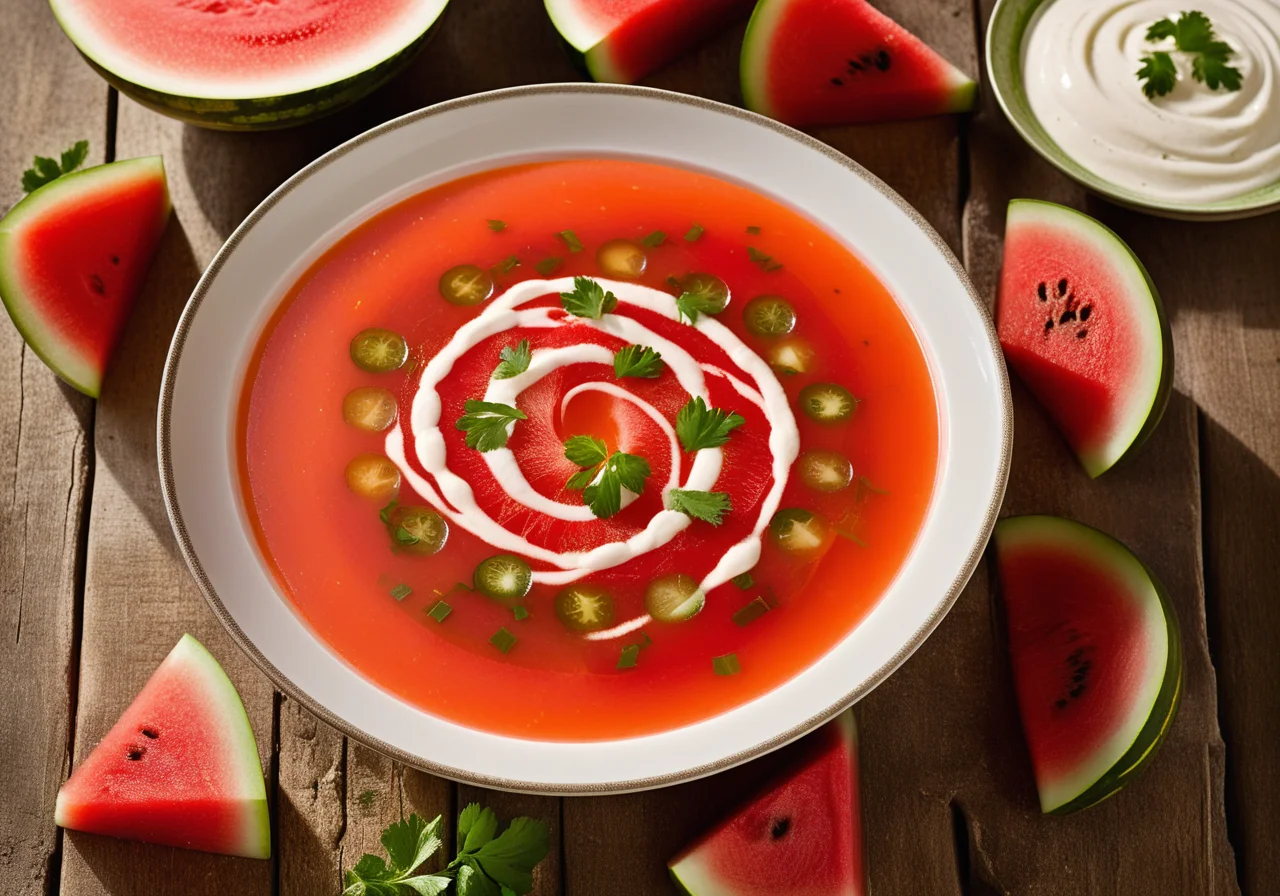 Gazpacho with Watermelon, Sour Cream and Lime