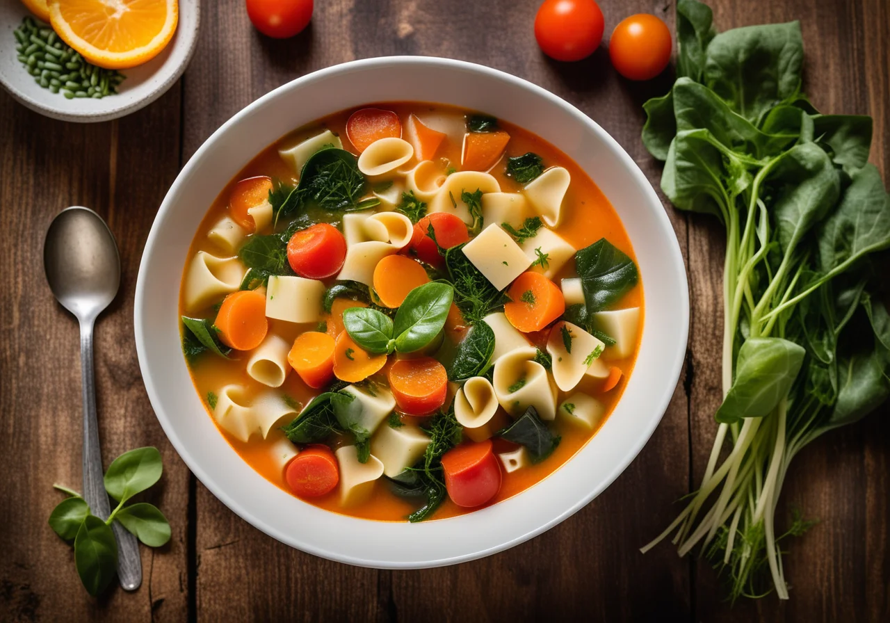 Vegan Minestrone with Pasta and Cabbage