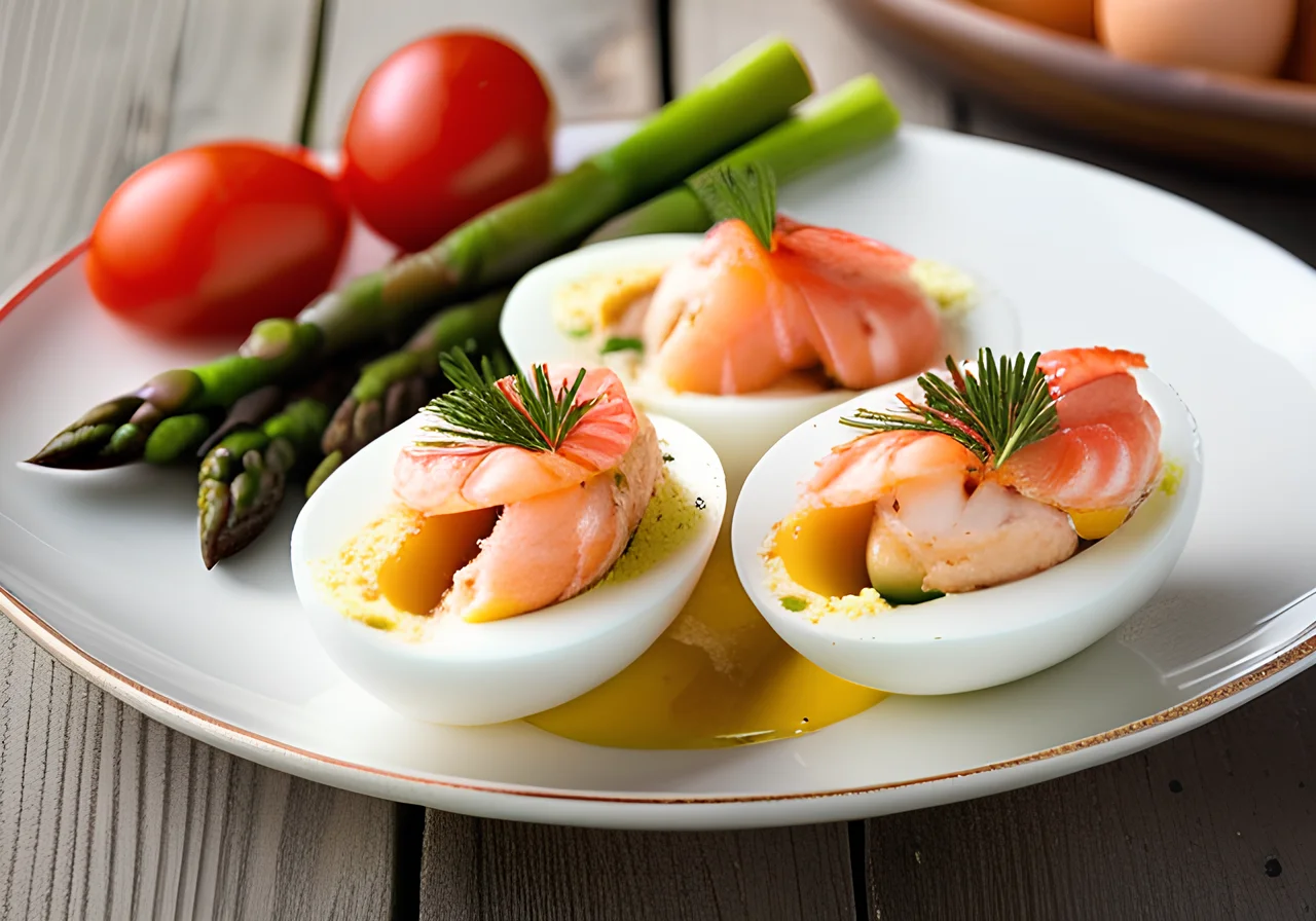 Garnished Stuffed Egg Halves