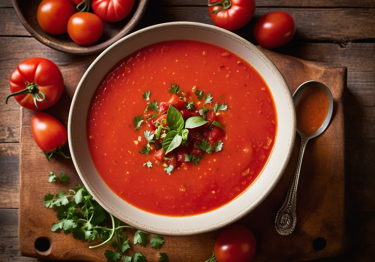 Tomato Soup with African Relish (Chakalaka)