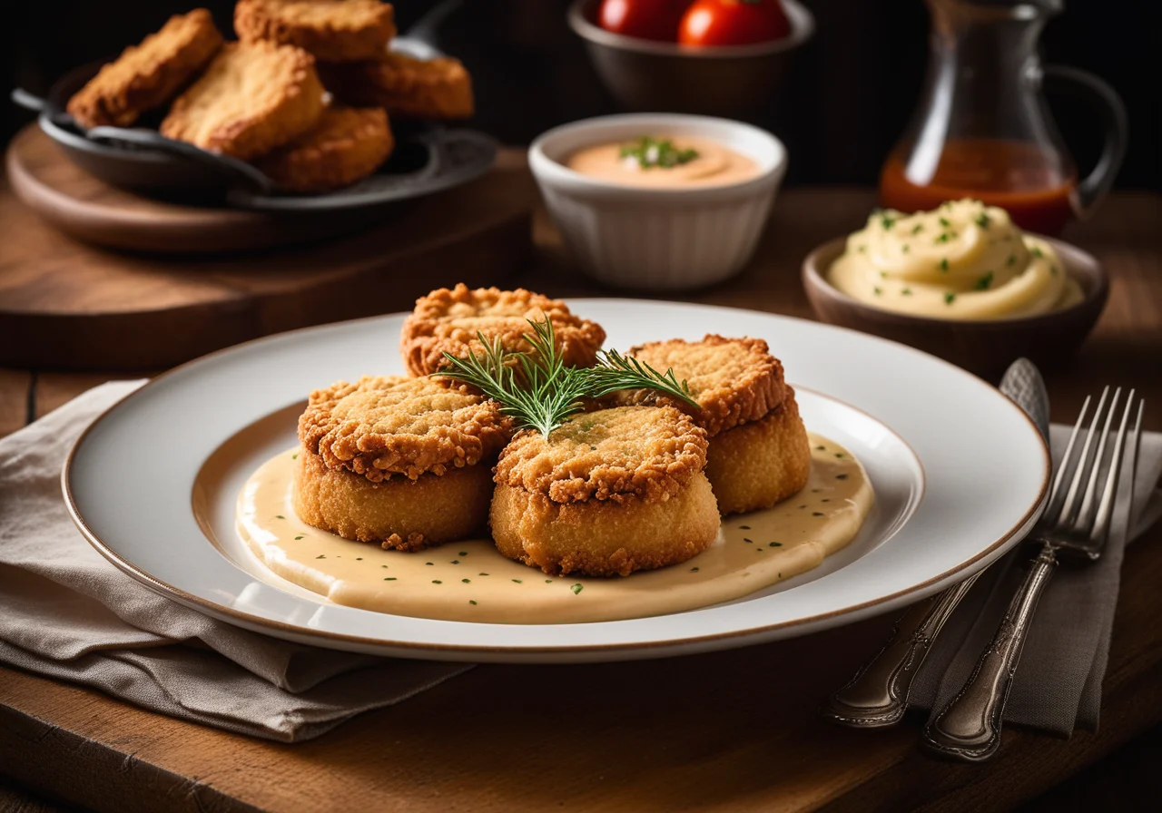 Veal Schnitzel with Semolina Strudels and Vegetables