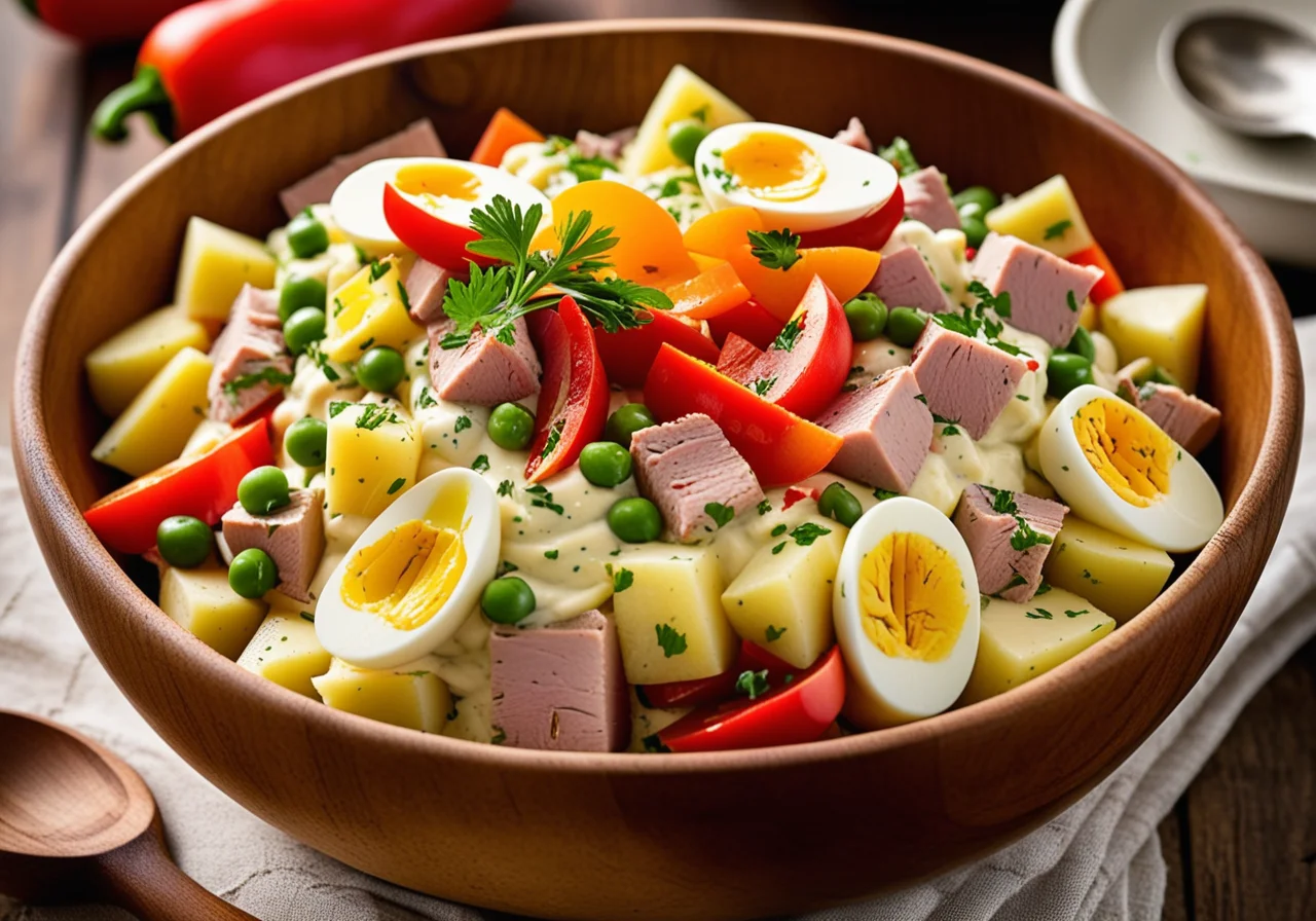 Potato Salad with Mayonnaise, Egg and Tuna