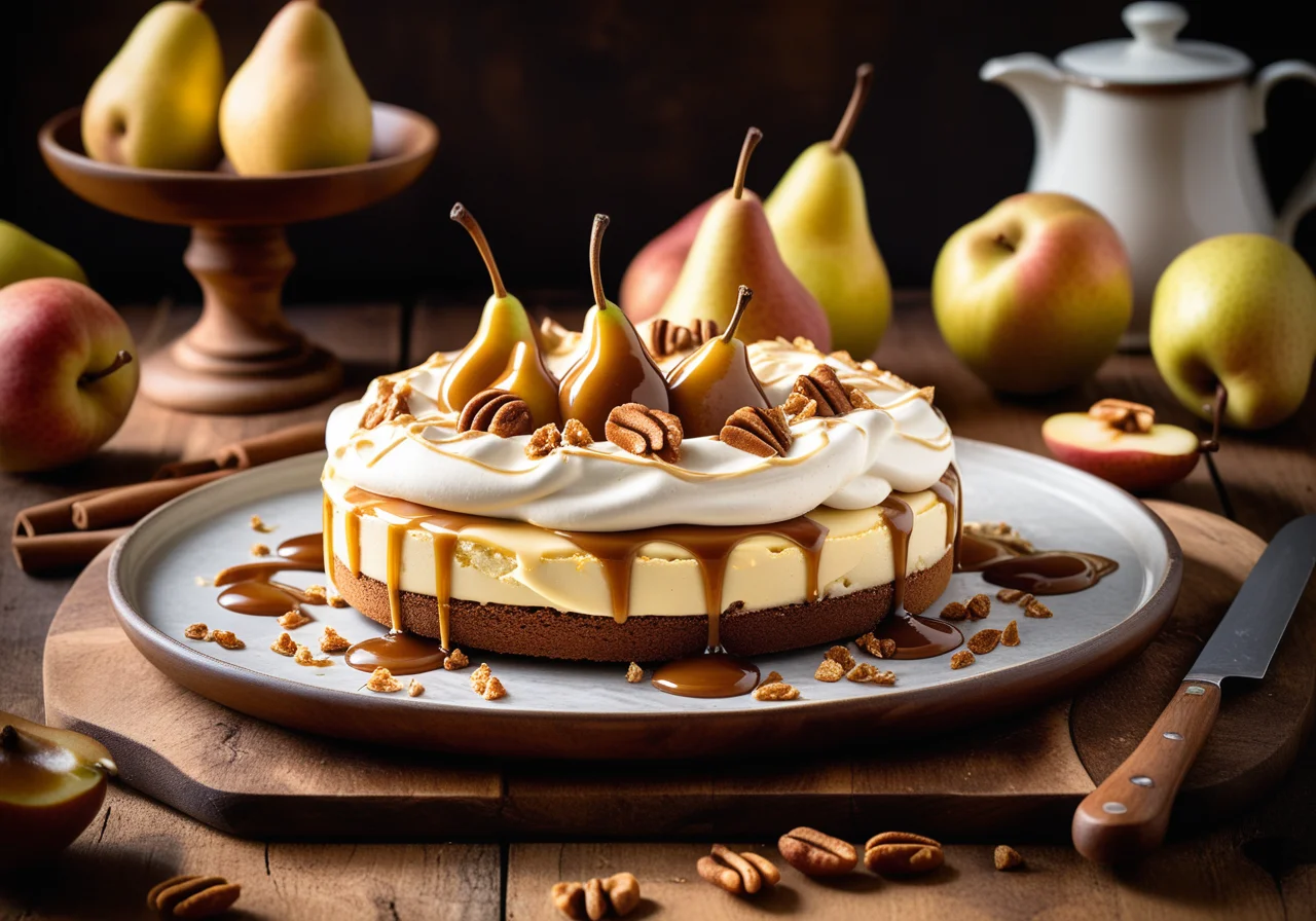 Pear Meringue Cake with Mascarpone