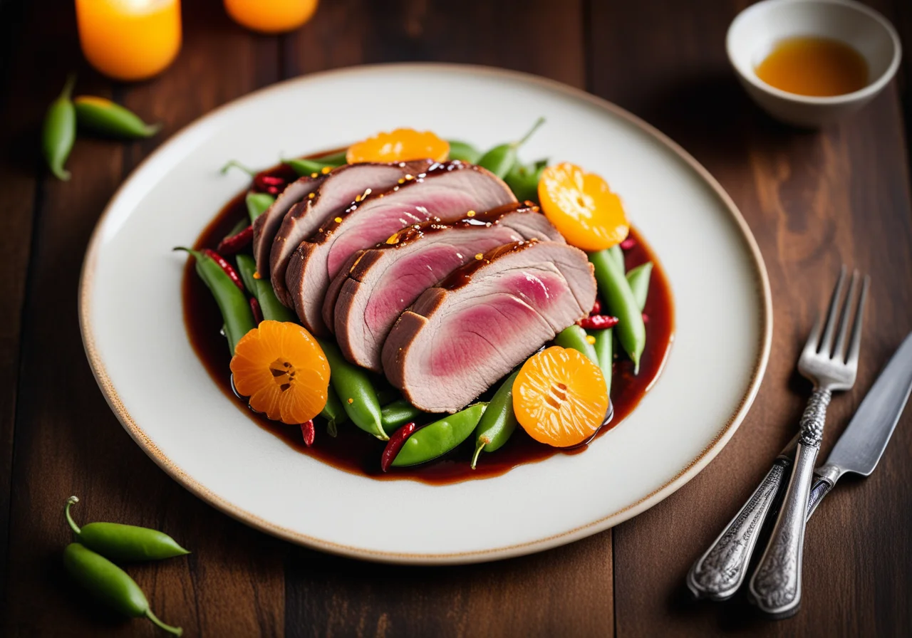 Fruitful Duck Breast with Sugar Snap Peas