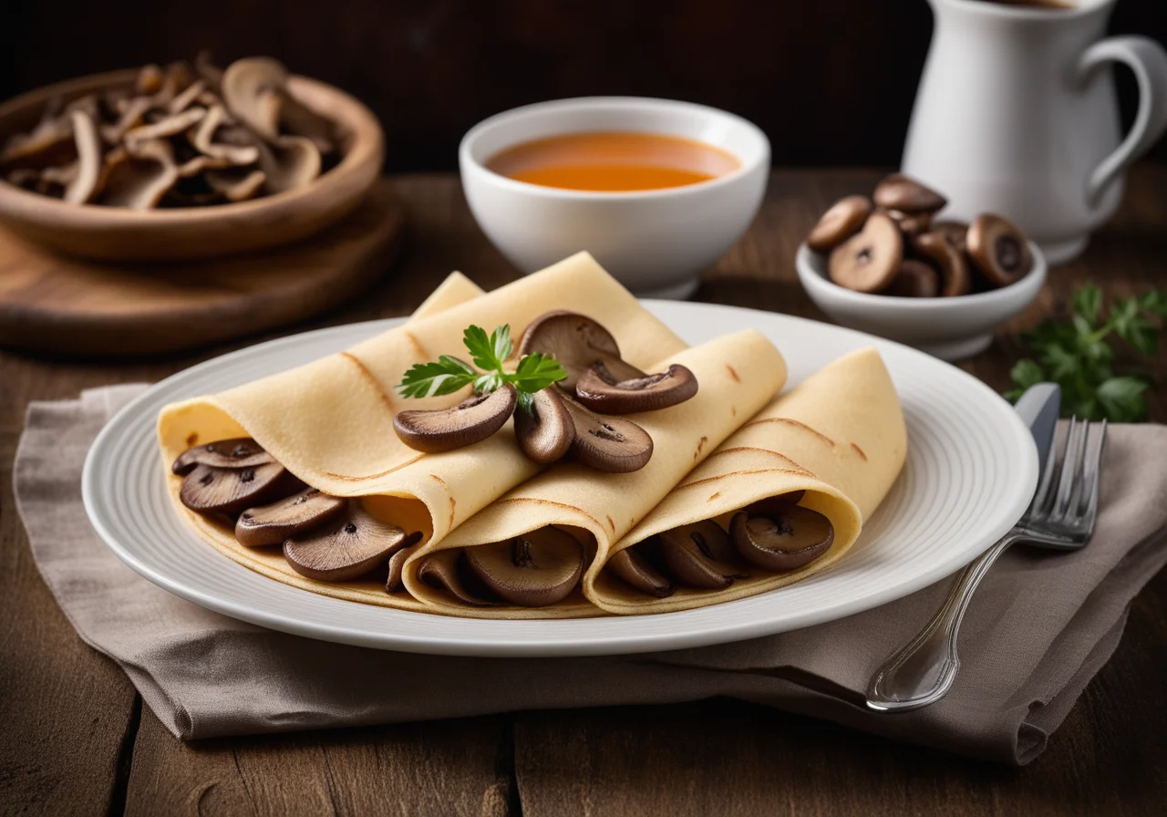 Veal Strips and Crêpe Packets with Mushrooms