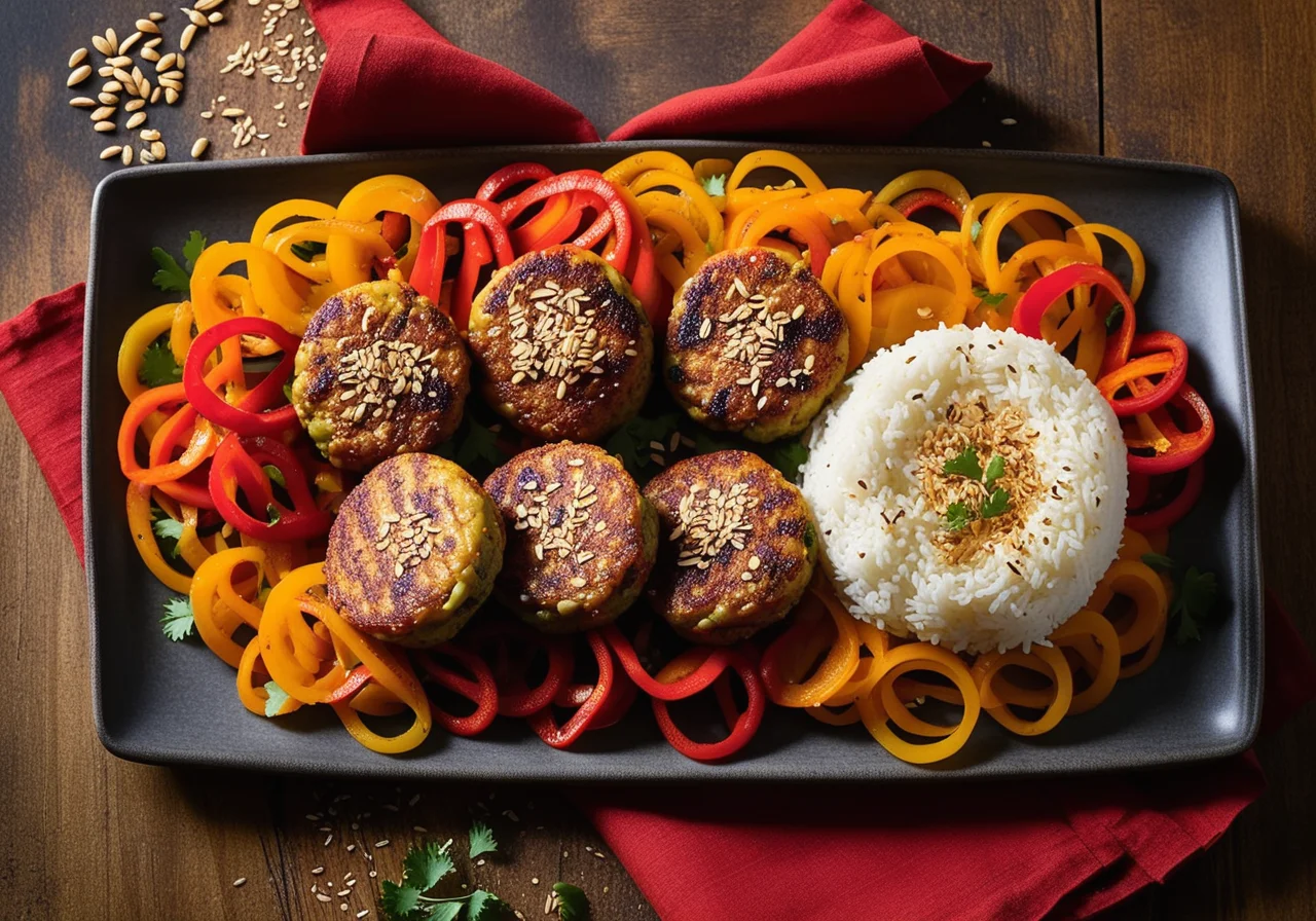 Vegetarian Patties with Vegetables and Rice