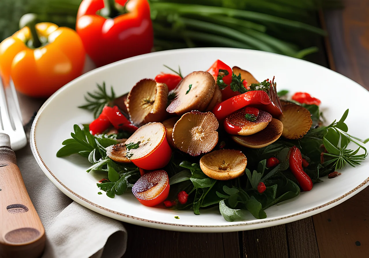 Pan‑fried Porcini Mushrooms with Salad