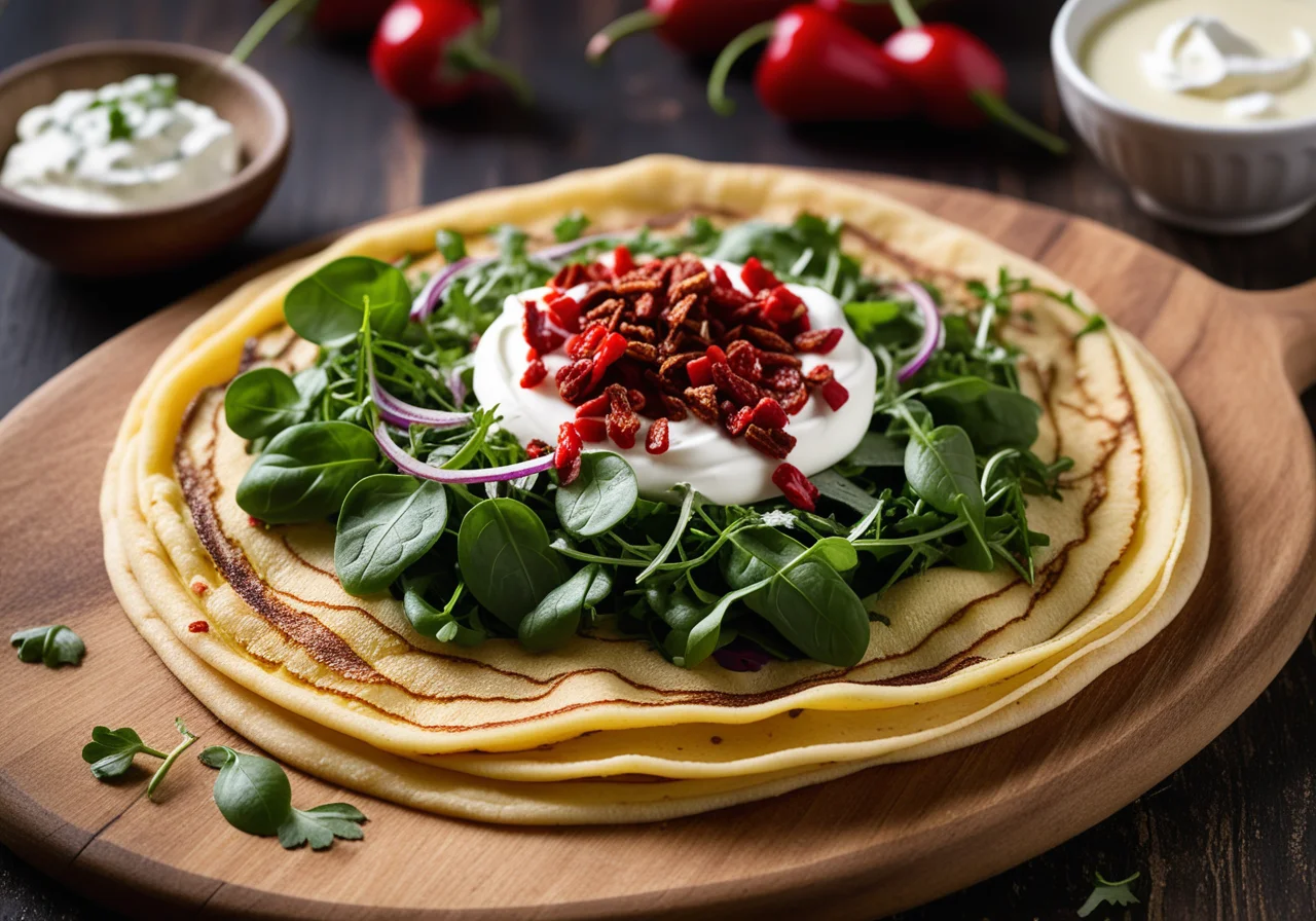 Crêpe with Salad and Goat Cheese