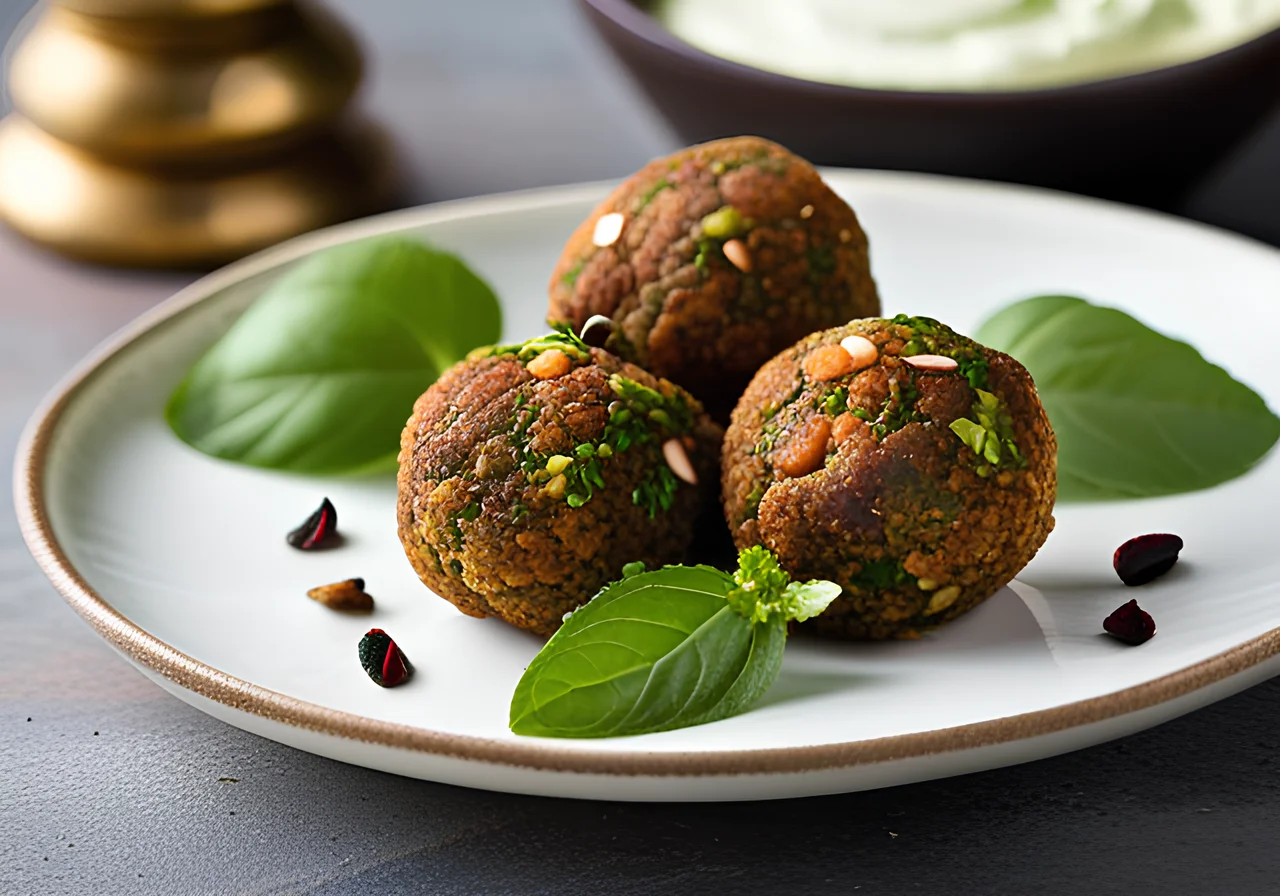 Chia-Falafel with Pistachios and Mint Yogurt