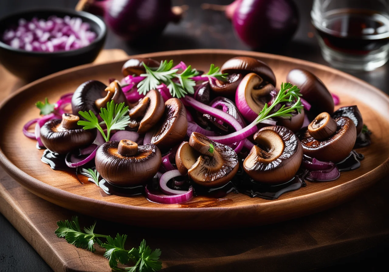Mushrooms with Red Onions in Balsamic Sauce