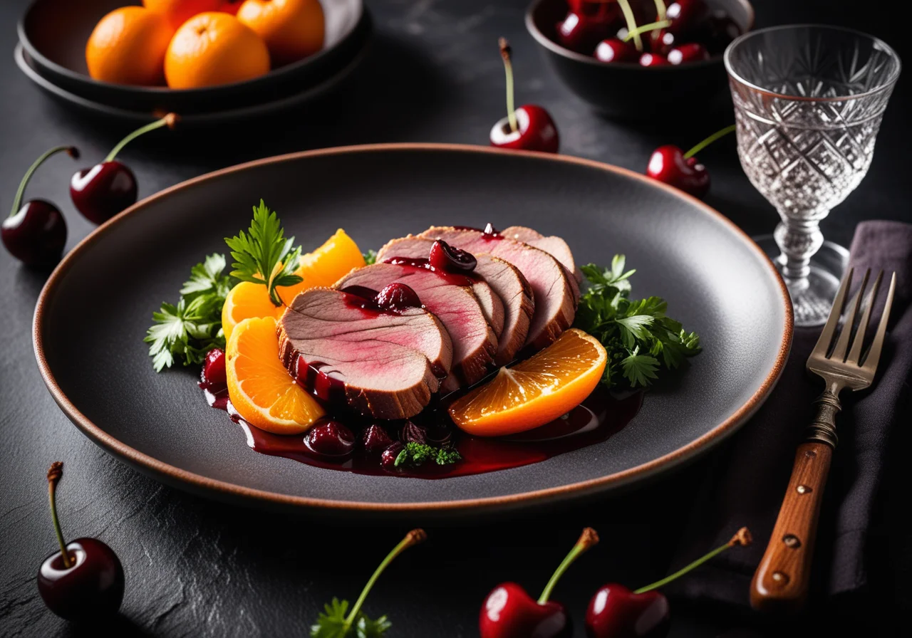 Orange Duck with Cherries