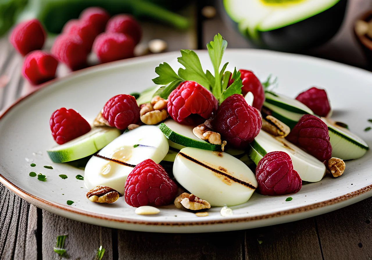 Zucchini-Mozzarella Salad with Raspberry Dressing