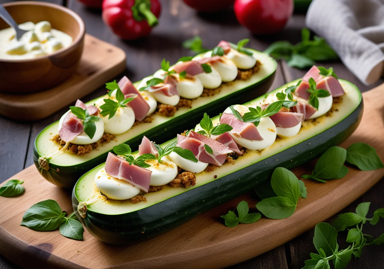Stuffed Zucchini with Ham