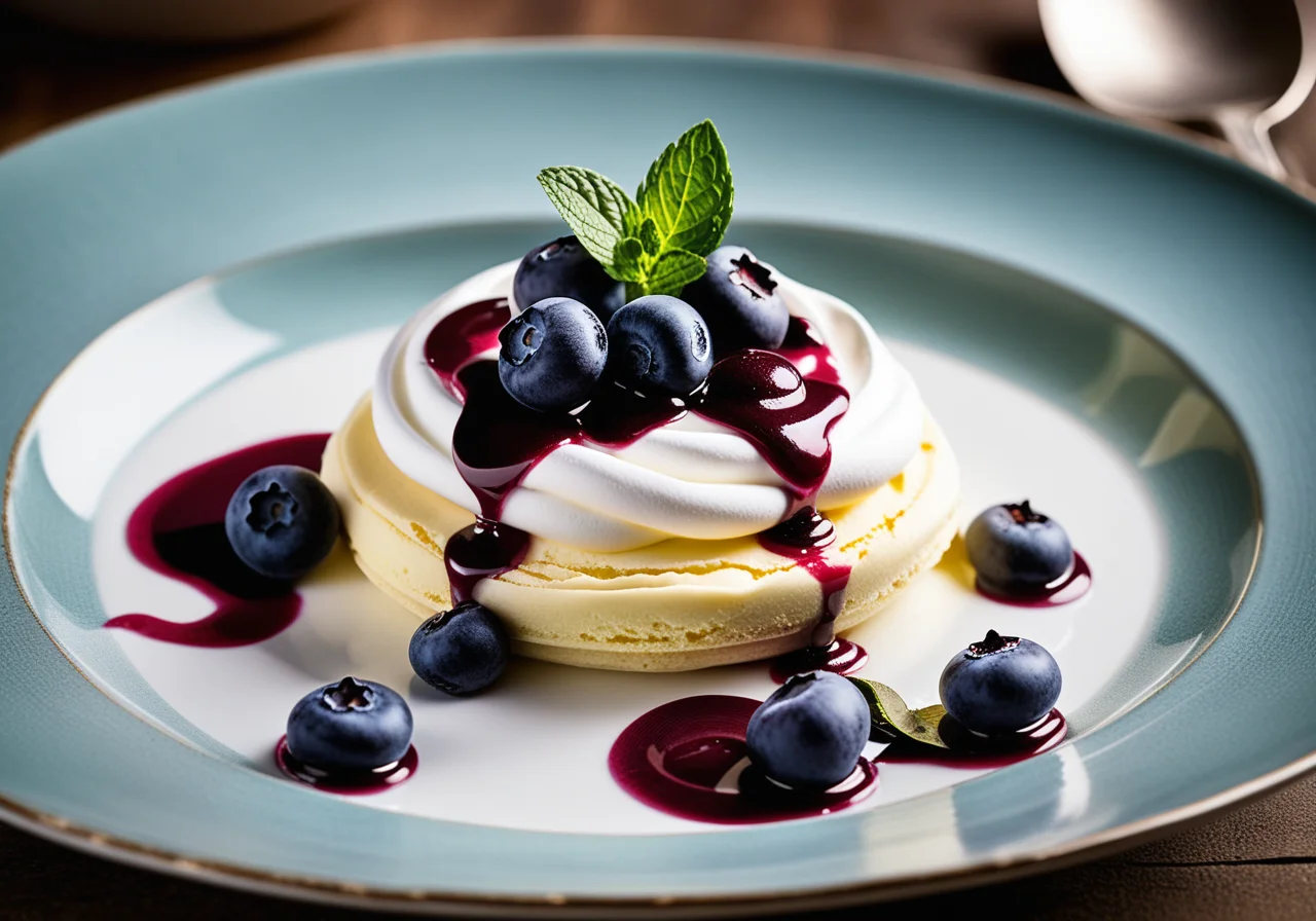 Vanilla ice cream with blueberries