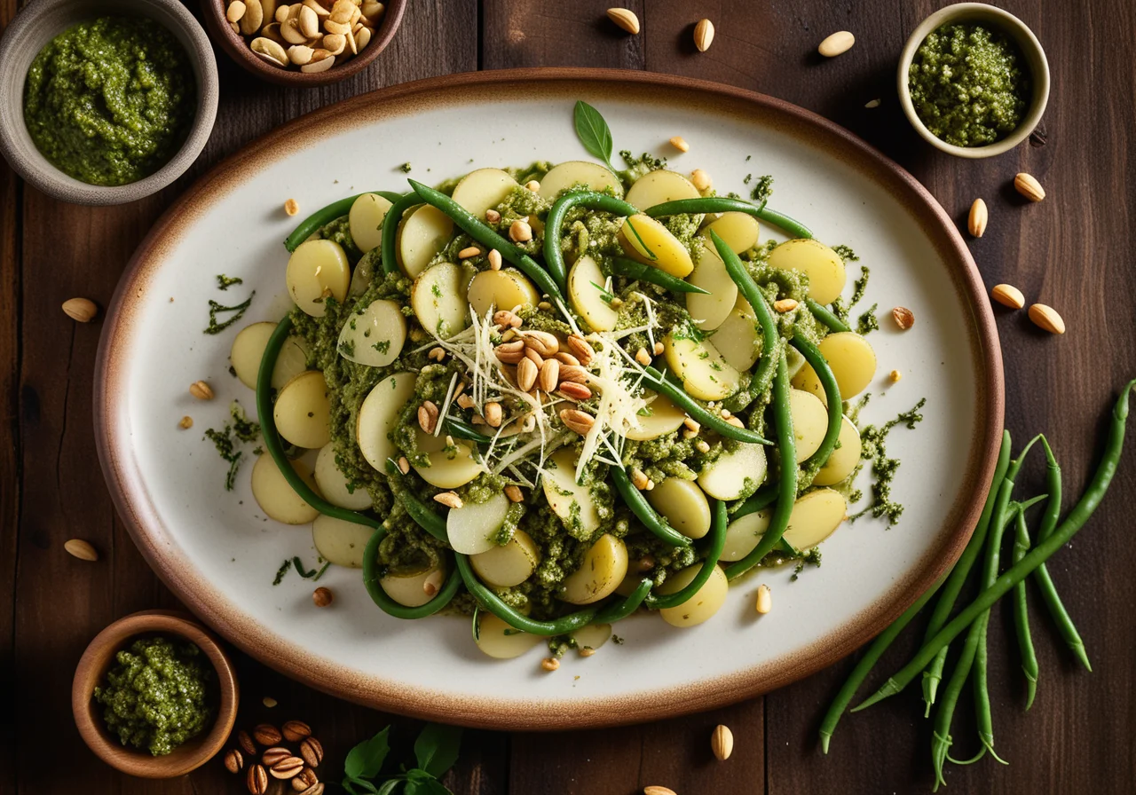 Pasta with Pesto, Potatoes, and Beans