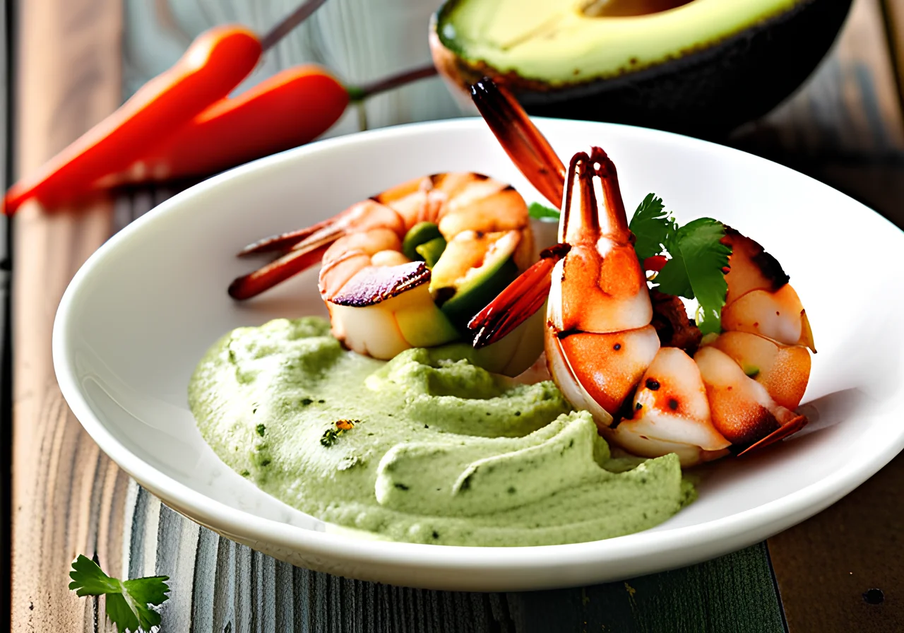 Grilled Shrimp with Avocado Dip
