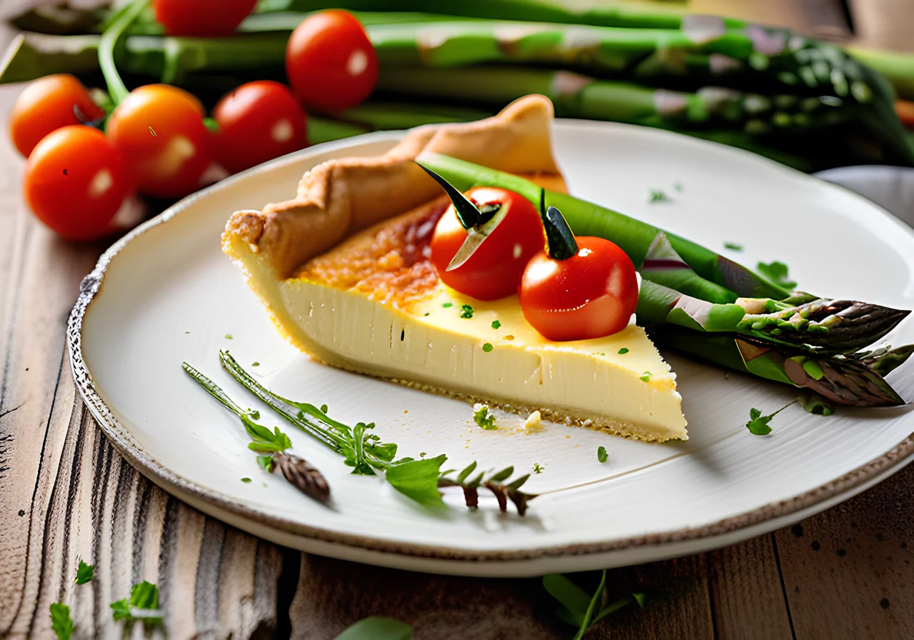 Ricotta Tart with Green Asparagus and Tomatoes