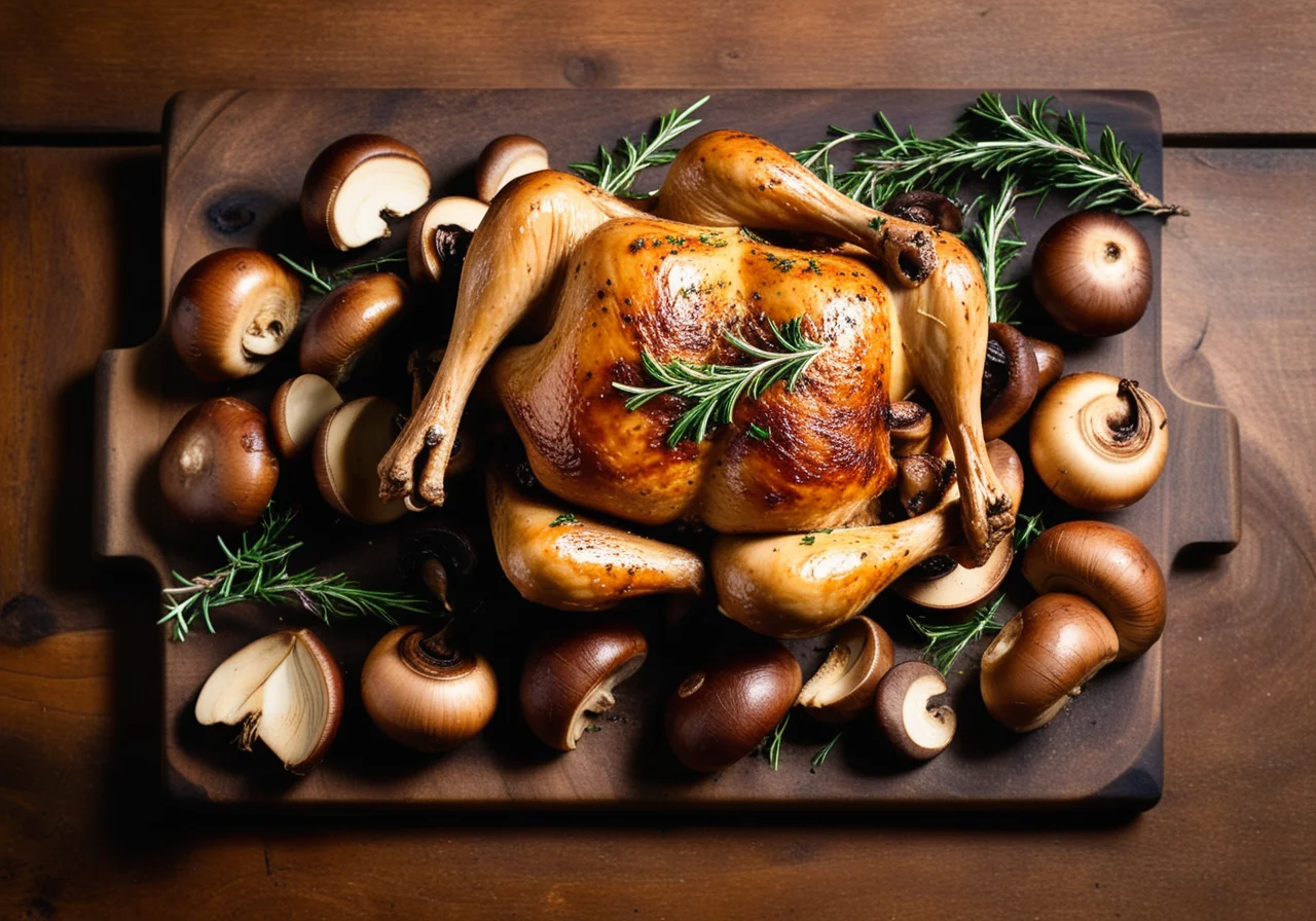 Roasted Chicken with Mushrooms and Thyme