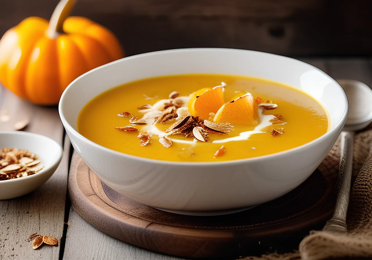 Pumpkin Coconut Soup with Oranges