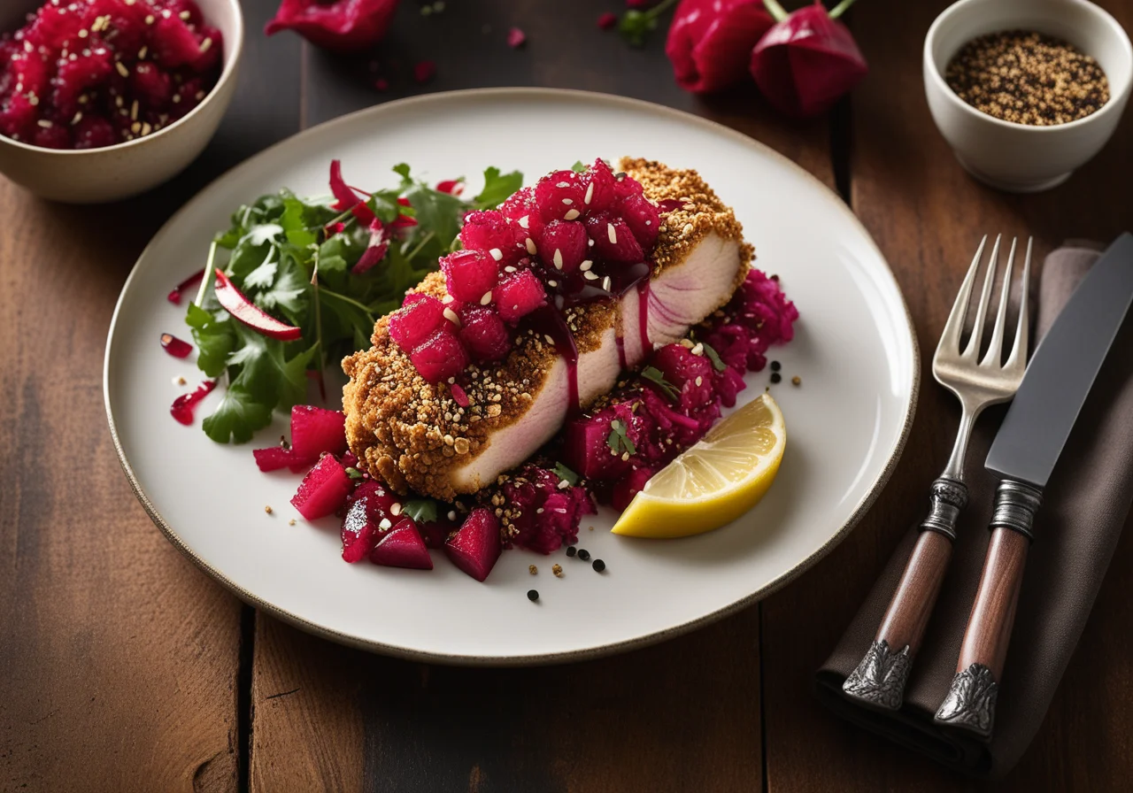 Sesame Chicken with Fruity Chutney