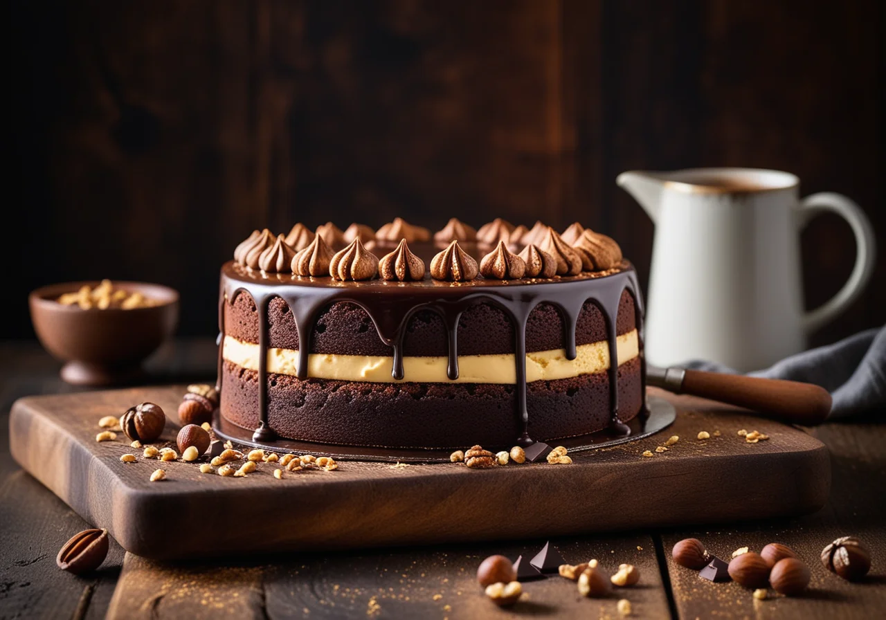 Simple Chocolate Cake with Cinnamon and Hazelnuts