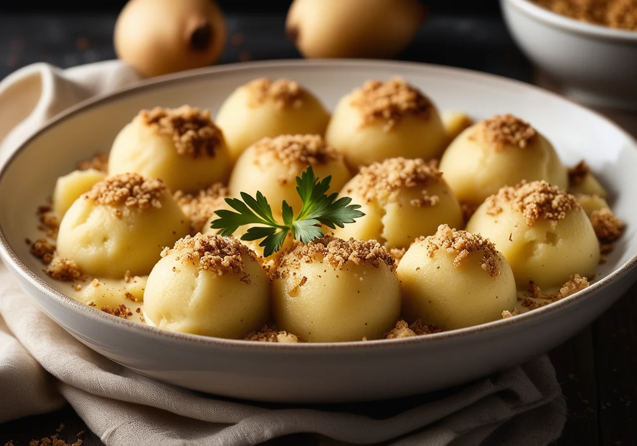 Potato Dumplings with Butter Crumbs