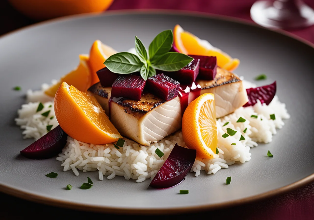 Seabass Fillet with Oranges and Rice