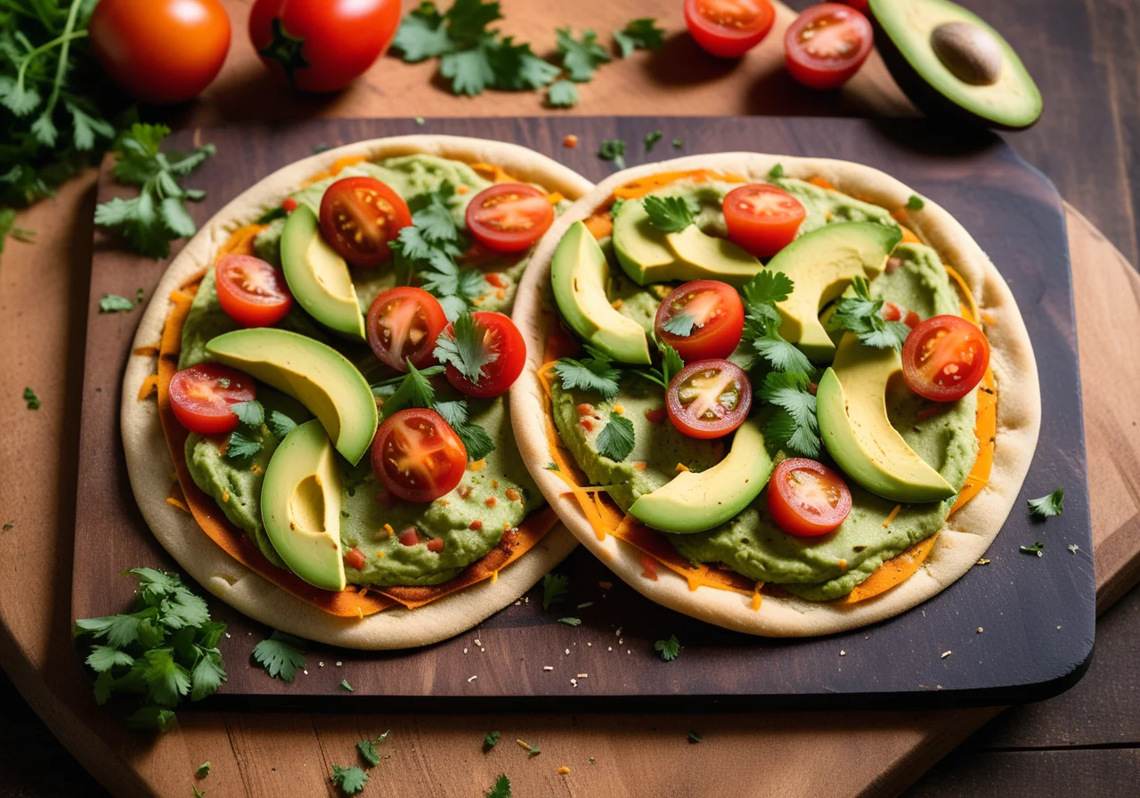 Mexican Flatbread with Bean Cream and Vegetable Salad
