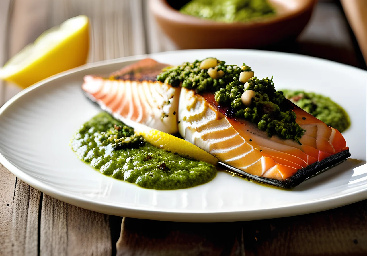 Oven-Baked Trout with Herb Pesto