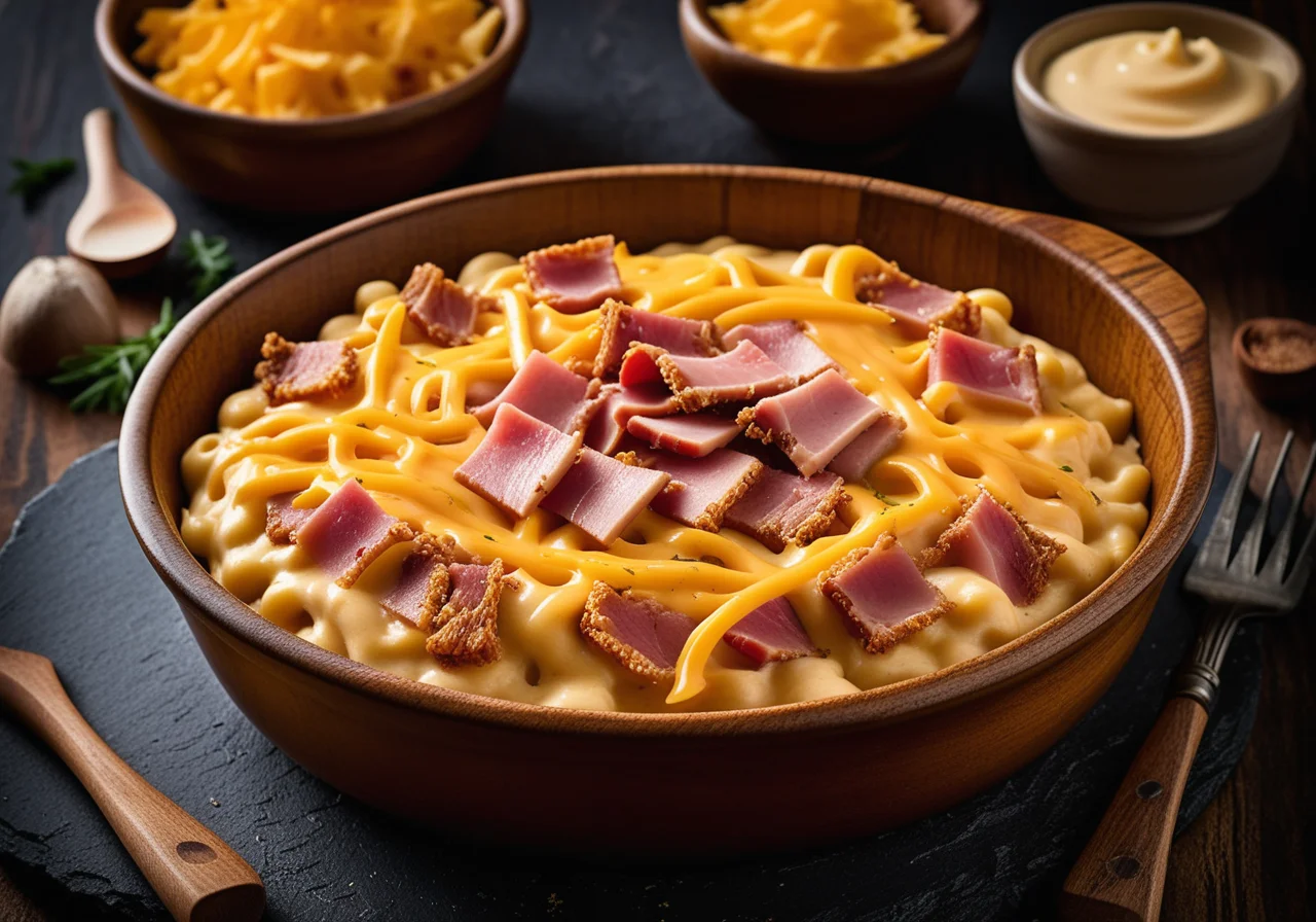 Macaroni Casserole with Ham and Cheese