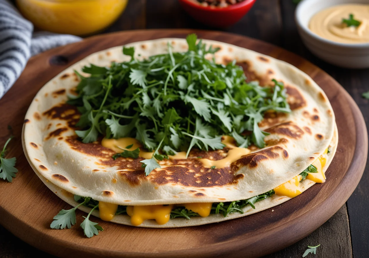 Flatbread with Cheese and Arugula Filling