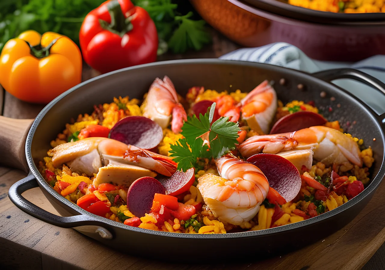 Chicken Paella with Shrimp and Chorizo