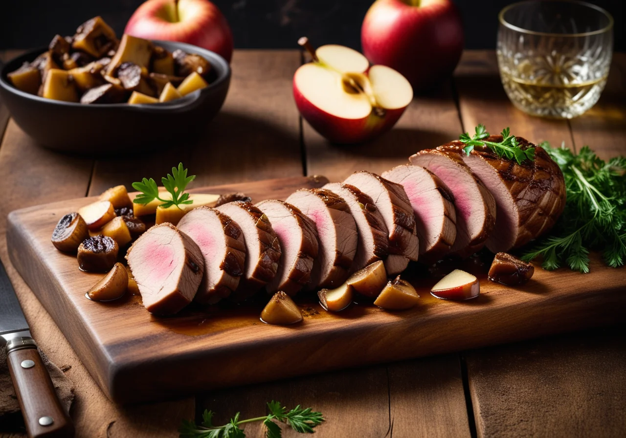 Filled Duck Breast with Apples and Mushrooms