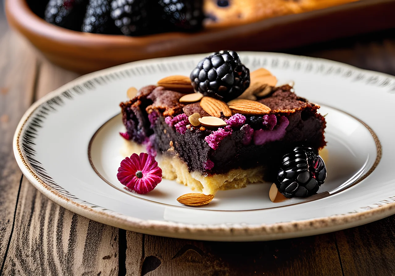 Sauerkraut Brownies with Blackberries