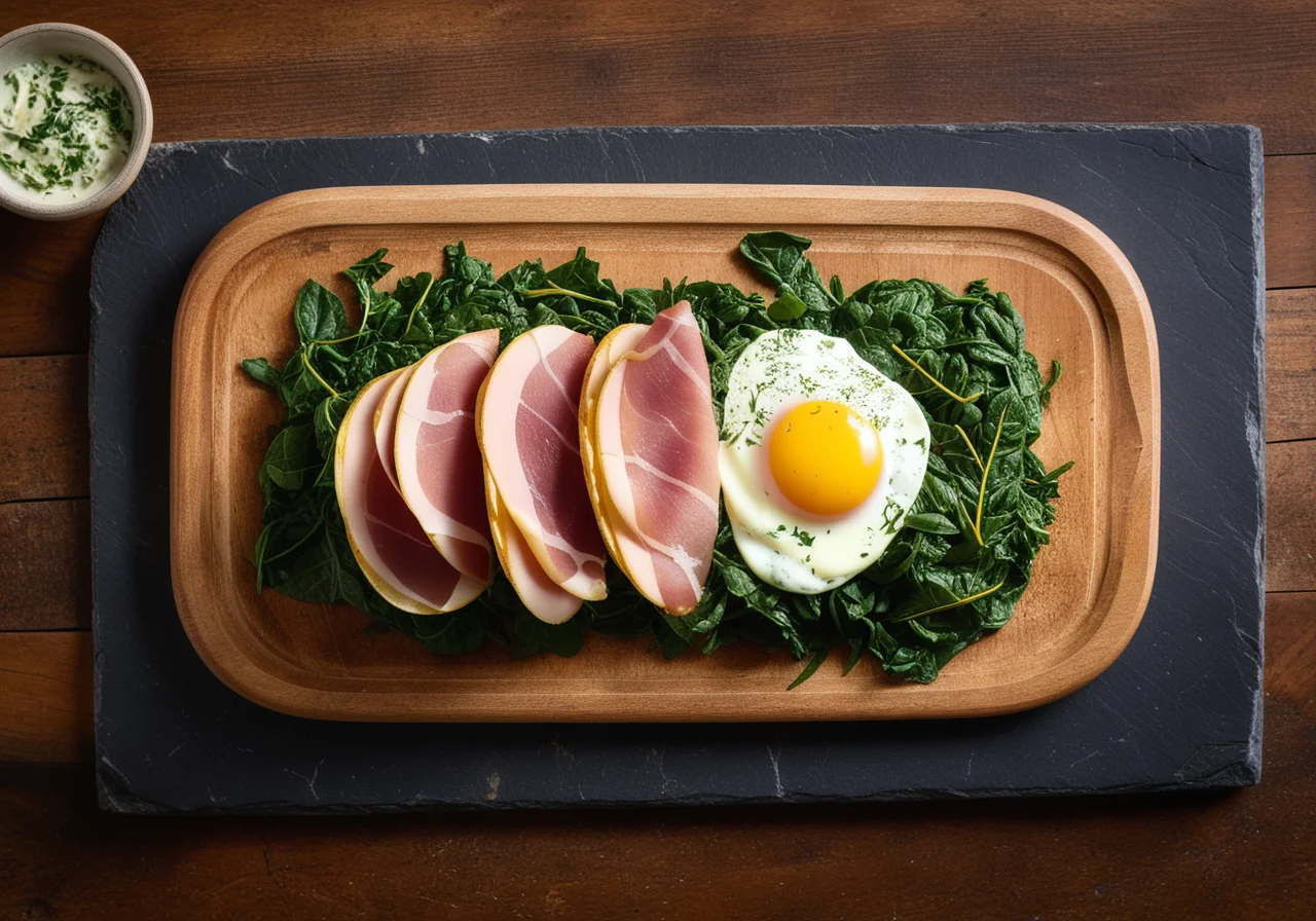 Omelette with Spinach and Parma Ham