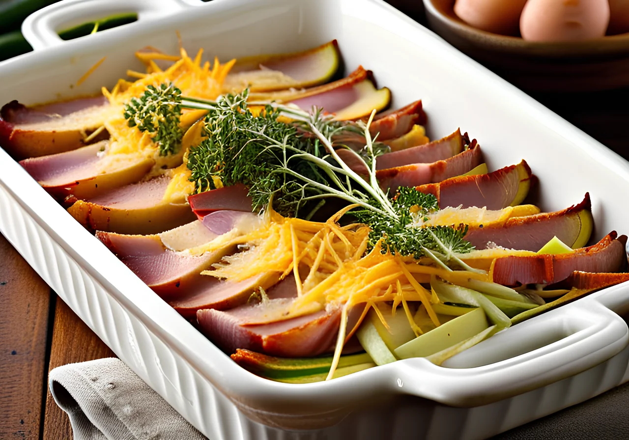 Potato-vegetable Gratin with Ham