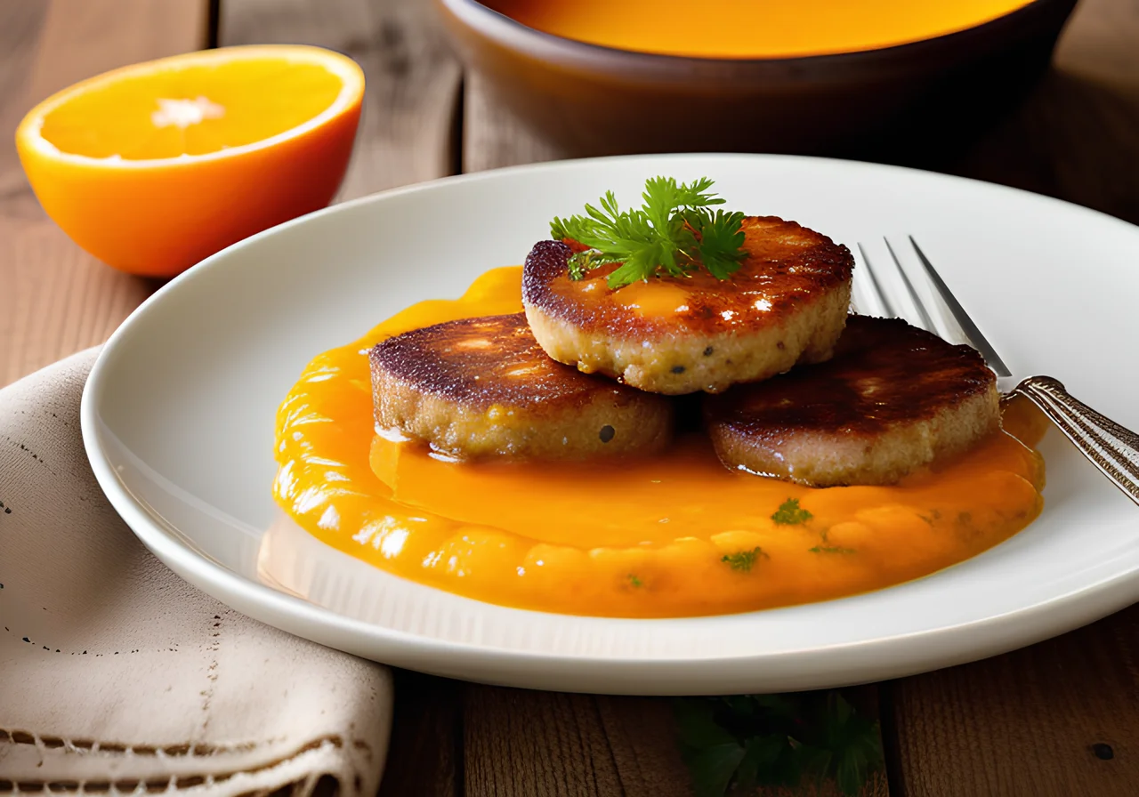 Grünkern Patties with Orange Sauce