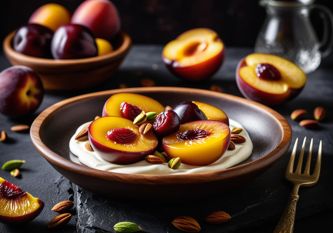 Baked Plums with Greek Yogurt