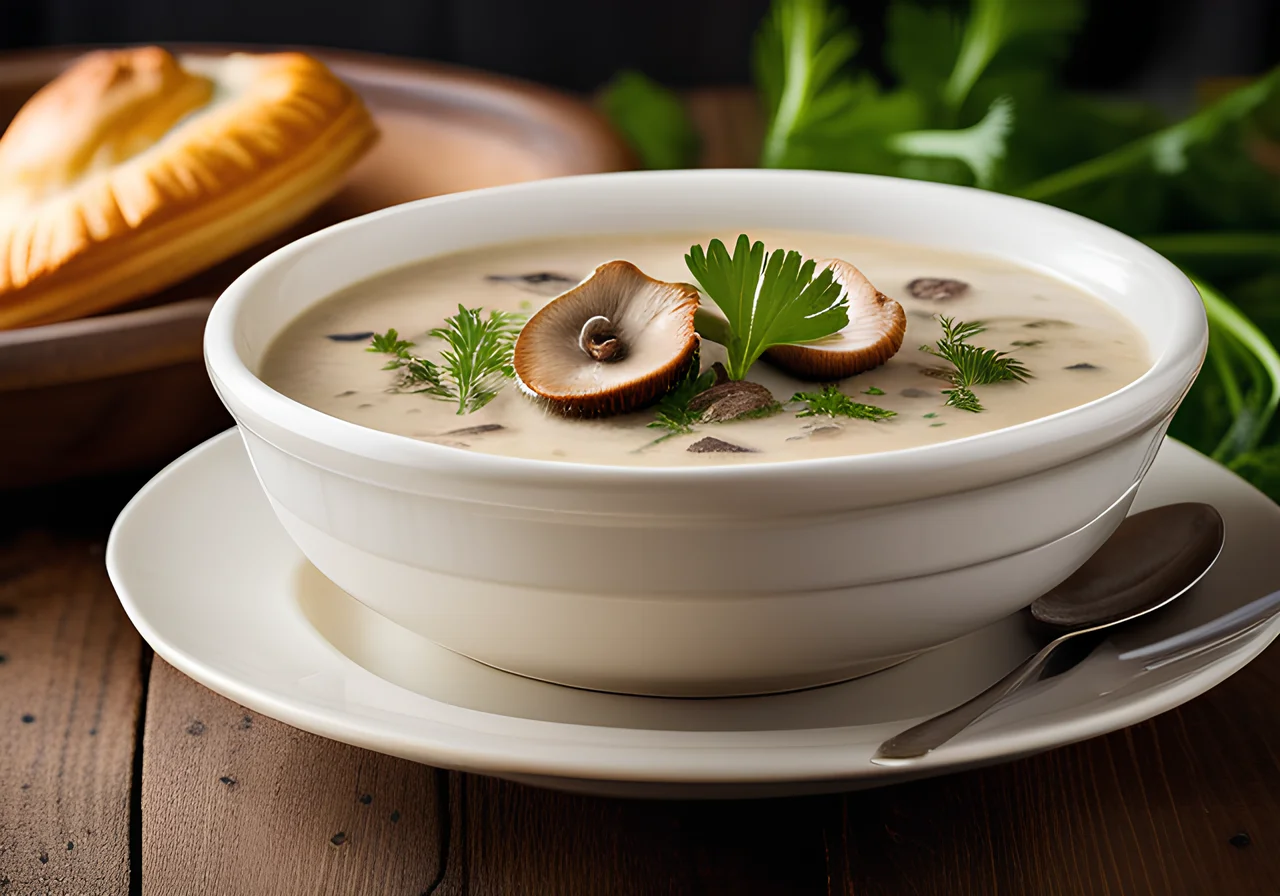 Mushroom Soup with Puff Pastry Crust