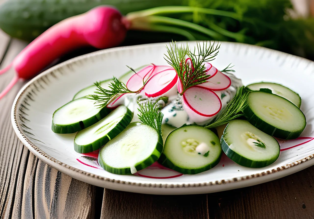 Cucumber Salad with Dill and Radishes