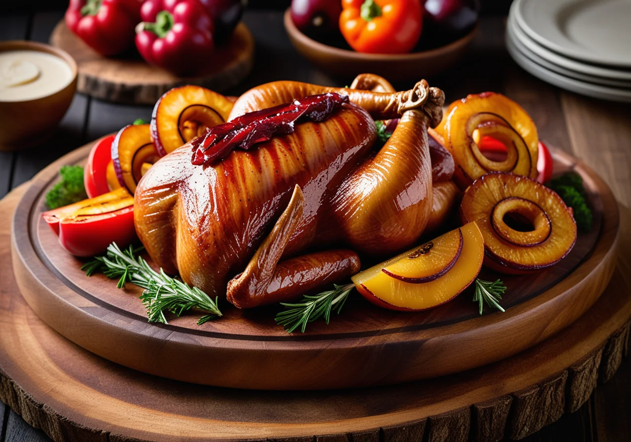 Poultry breast stuffed with dried plum and dates