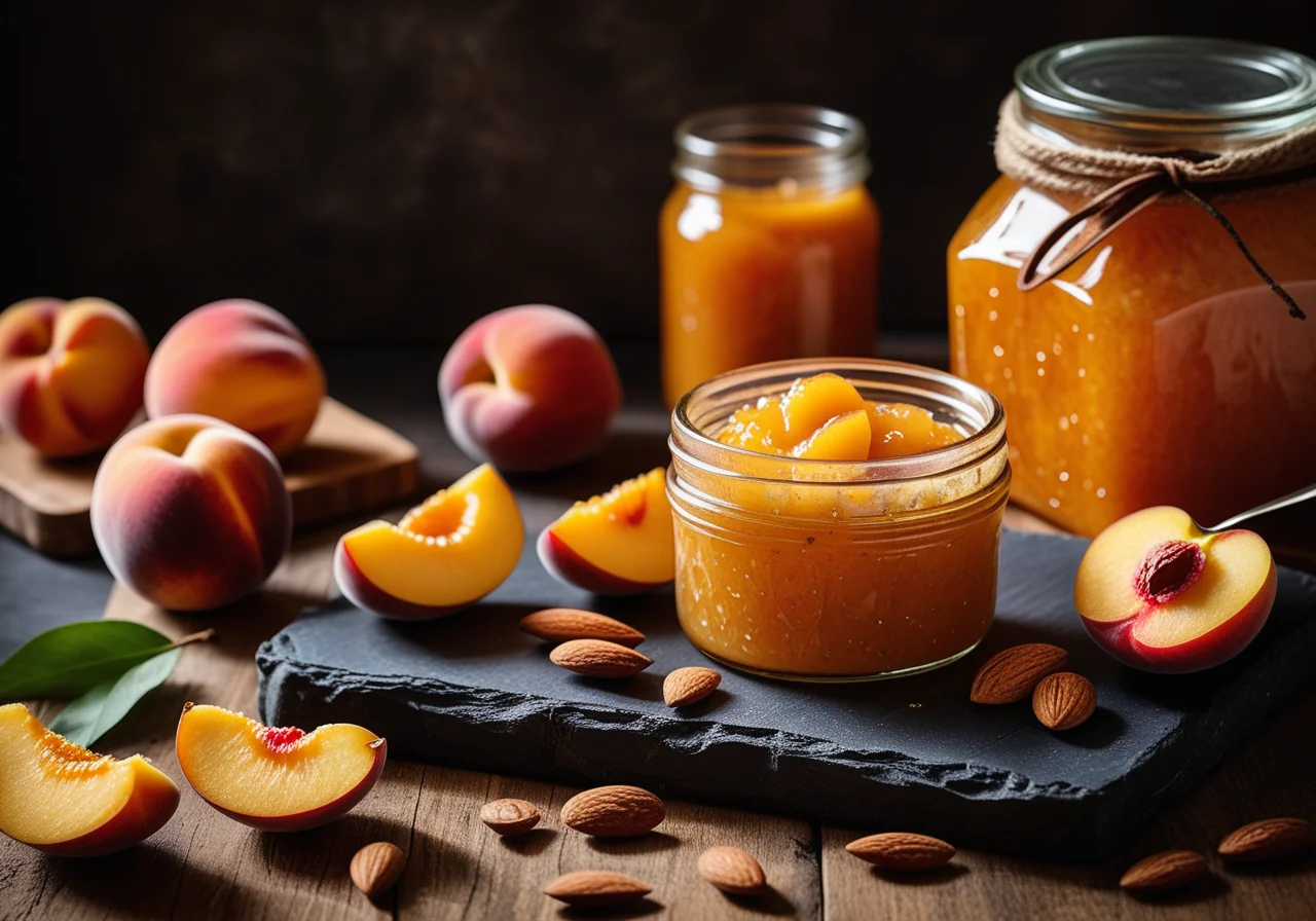 Peach Jam with Almond Pieces