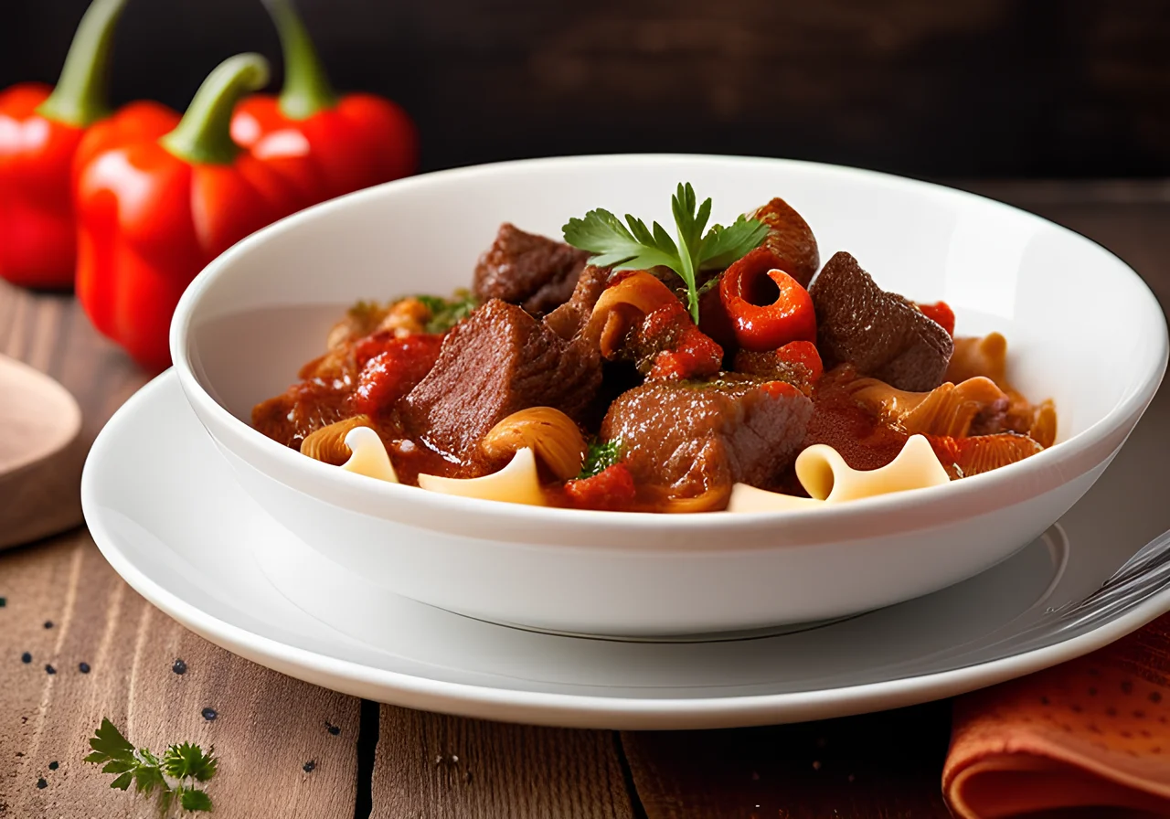 Classic Goulash with Paprika and Pasta